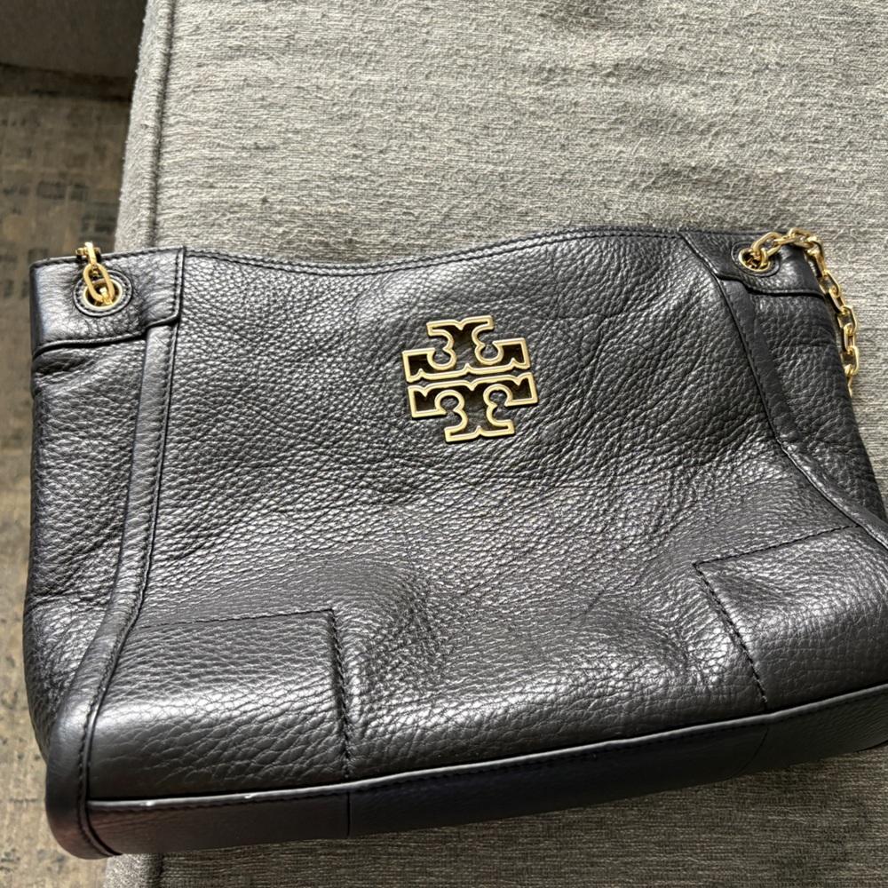 Tory Burch Black Pebbled Leather Tote